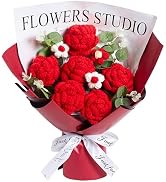 SITUMEIZI Crochet Flower Bouquet Roses, Red Preserved Flower for Birthday Lover Wife Grandma Frie...