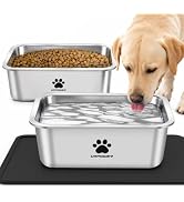 URPOWER 2 Pack 1.25 Gallon Large Dog Water Bowl Stainless Steel Dog Bowls | Thickened Stainless S...