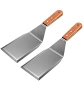 2 Pack Extra Wide Metal Spatula – Stainless Steel Griddle & Grill Turner with Flat Beveled Edge, ...