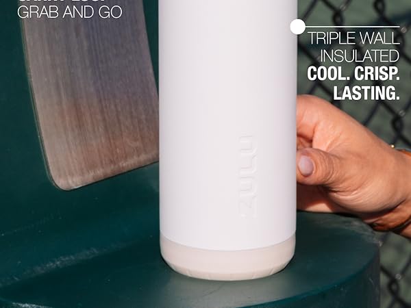 zulu powerfill insulated water bottle with chug and sip straw lid