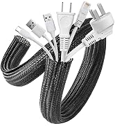 AGPTEK Cable Sleeve Cover, 2 Pack 5ft - 1.2 inch Desk Cord Organizer Cable Hider, Home Office Wir...