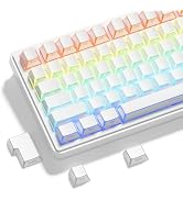 Hkfos XVX Shine Through PBT Keycaps, White Prism Keyboard Keycaps, Side Printed Translucent Keyca...