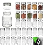 CycleMore 30 Pack 4oz Glass Mason Spice Jars, Round Spice Containers with Silver Metal Caps and P...