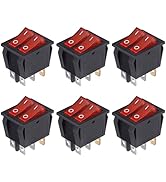 VEXUNGA 6pcs Mini Rocker Switch On Off Red Light Double Rocker Switch Boat 20A 125V AC 15A 250V 6...