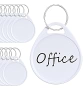 Uniclife 1.5 Inch Tough Plastic Key Tags Sturdy Round White Item Identifiers with Blank Paper Lab...
