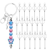 CXIIPOL 18 Pack Beadable Keychains Bars DIY Blank Beadable Keychains Metal Beaded Keychain Sliver...