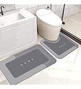 2PCS Absorbent Bath Mat Magic Rug Sets, Quick Drying Bath Mat Non-Slip Floor Rug Rubber Backed fo...