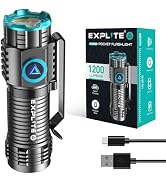 EXPLITE LED Mini Flashlight Rechargeable Dual Power USB-C, Compact, Super Bright, Magnetic Keycha...