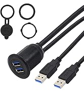 SinLoon USB 3.0 Mount Cable 2 Ports Dual USB 3.0 Male to USB 3.0 Female AUX Flush Mount Car Mount...