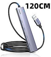 120cm USB extension hub device with silver aluminum housing and black cable. Multiple ports visible along the device body.