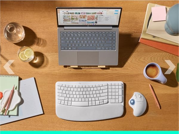 Logitech ERGO M575S Cordless Trackball Ergonomic Mouse and Wave Keys Wireless Keyboard