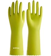 Wahoo PVC Dishwashing Cleaning Gloves, Skin-Friendly, Reusable Kitchen Gloves with Cotton Flocked...