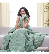 Drewin 15lbs Weighted Blanket Queen Size, Classy Soft Jacquard Checkered Sherpa Weighted Blankets...