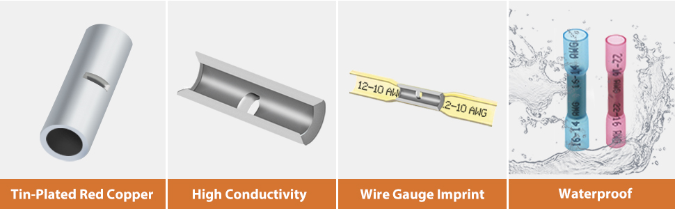 12-10 AWG Heat Shrink Butt Connectors
