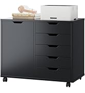 DUMOS 5 Drawer File Cabinet Office Drawers Organizer with Wheels Rolling, Under Desk Cabinets wit...