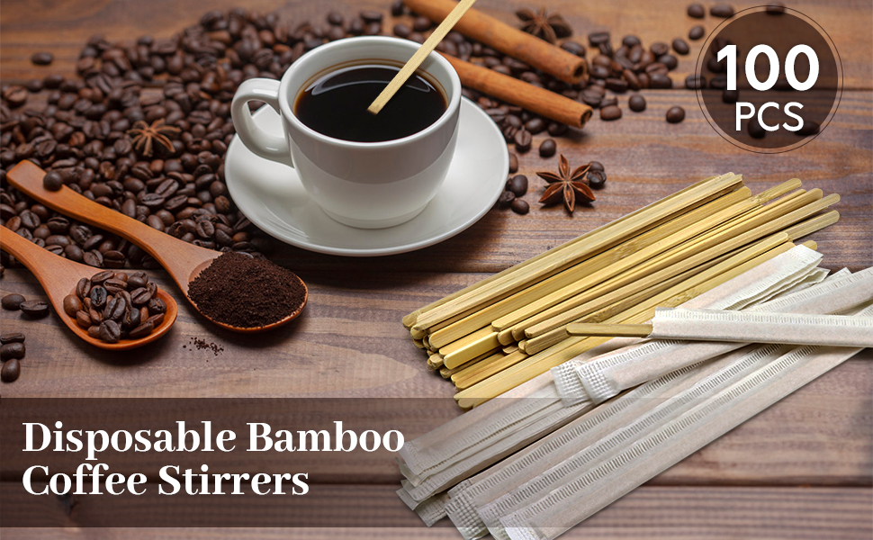 Bamboo Coffee Stirrers Individually Wrapped