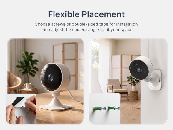 GNCC GC3 camera shown on a table and wall mount with adjustable placement