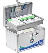 Uniclife Medicine Lock Box First Aid Box with Combination Lock & Handle Portable Medication Metal...