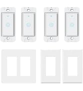 Smart Switch 4 Pack, Double Smart Light Switch, Milfra in-Wall WiFi Smart Switch Compatible with ...