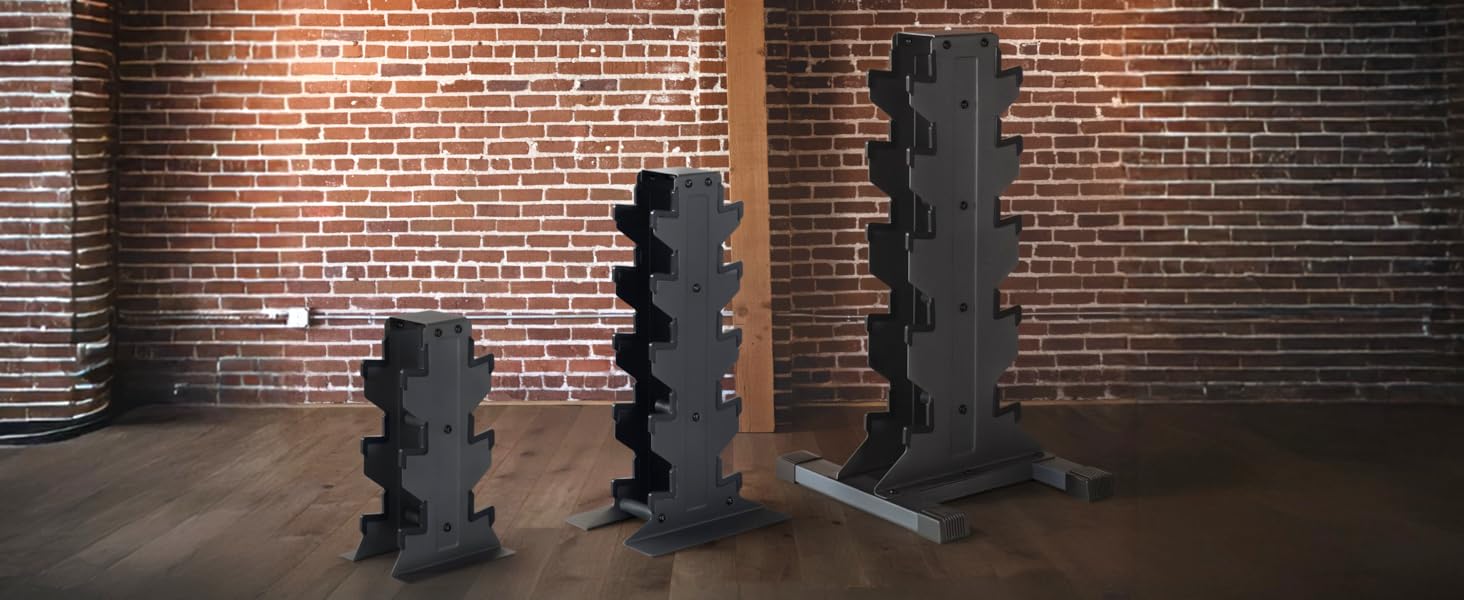CAP vertical dumbbell weight storage racks for home gym come in multiple sizes