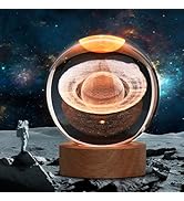JANARARY Large 3D Crystal Ball Saturn Lamp, Crystal Lamp 16 Color Changing Night Light with Remot...