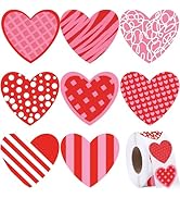 Dreecy 1000 Pieces Valentine's Day Stickers 1.5 Inch Self Adhesive Red Heart Roll Stickers, Valen...