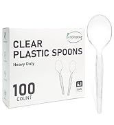Eco Dispose 100 Count Disposable Plastic Spoons Heat Resistant and BPA Free, Heavy Duty Durable D...