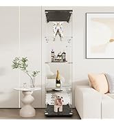 Beauty4U Glass Display Cabinet with Mirror Back Panel, 4 Shelves, Curio Cabinets for Living Room,...