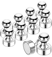 GOOZADA 10Pack Fridge Magnets for Whiteboard Silver White Board Magnet Set Round Pin Magnets Meta...