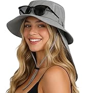 SENWAI Womens Sun Hat Outdoor UV Protection Foldable Packable Bucket Hat with Detachable Neck Fla...