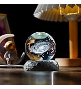ZEERSHEE 60mm 3D Galaxy Crystal Ball Night Light with Glow Resin Base Astronomy Decor for Space M...