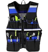 HANTINSTINA Electrician Tool Vest for Men, Adjustable Safety Vest with Upgraded Pockets and Zippe...