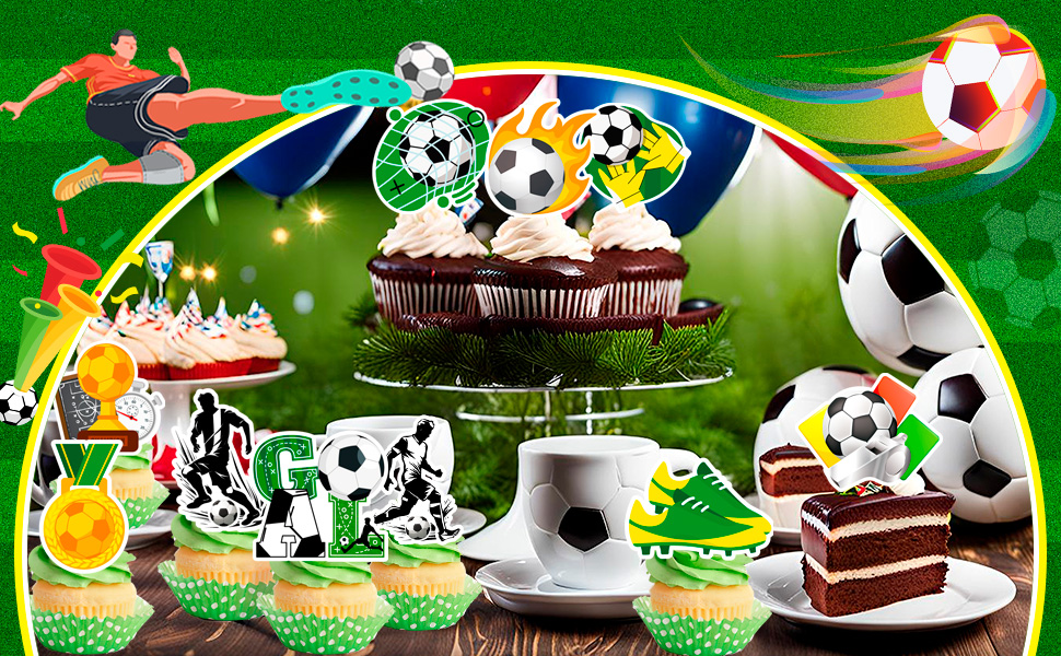 soccer party cake topper