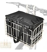 Zacro Folding Bicycle Bike Basket Front with Removable Liner Bag, Large Quick Release Design Meta...
