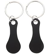 GANPUB 2Pcs Black Stainless Steel Shopping Trolley Token, Metal Coin Holder Couple Key Chain DIY ...