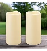 Yakpo 4" x 8" Large Waterproof LED Candles with Timer, Battery Operated Outdoor Flameless Candles...