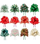 KINGLAKE Christmas Pull Bows 24PCS Bows for Gift Baskets Wrapping Large 5” Wide Christmas Tree Bo...