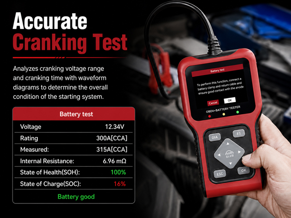 UJS TesGo OBD2 Scanner and Battery Tester
