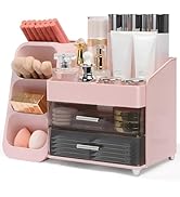 Brothersbox Makeup Organizer with Brush Holder for Vanity, Large Countertop Skincare Storage with...