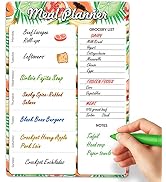 Dry Erase Magnetic Meal Planner and Grocery List for Refrigerator 8.5x12 in - Magnetic Menu White...