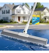 Floor Squeegee Broom with Long Handle, Heavy Duty Rubber Squeegee Kit with 2 Replacement Heads & ...