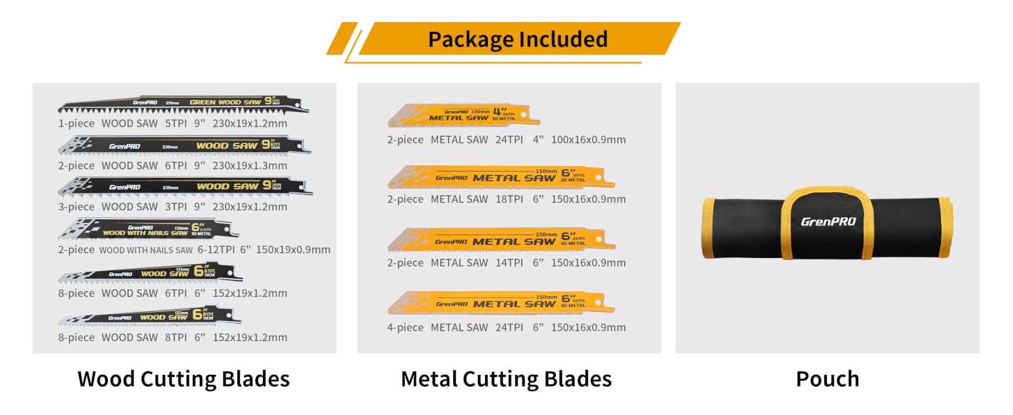 Reciprocating Saw Blade Set