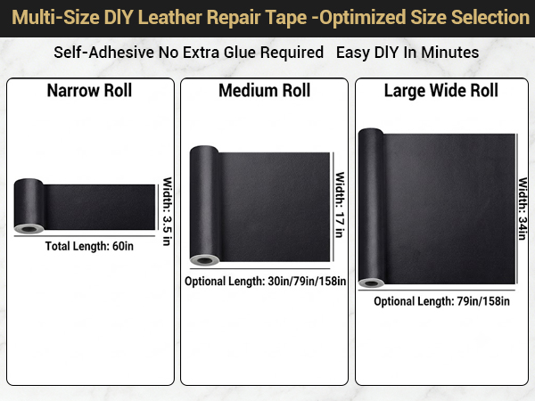 Leather repair patch for car seat and couch repair
