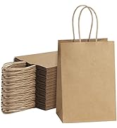 SHOPDAY Brown Paper Gift Bgas, Small Kraft Paper Bags with Handles Bulk 5.25x3.75x8 100 Pack, Rec...
