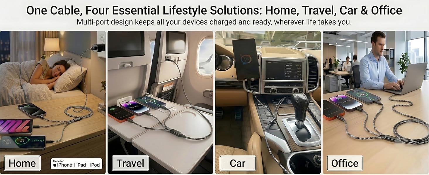 Using universal phone chargers as practical universal car charger on bed sofa or backseat
