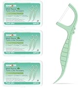 Dental Flossers,3 Portable Case150 Count Mint Double String Dental Floss Picks Double Freshness,N...