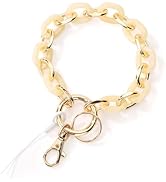 Junyuerly Stylish Wrist Lanyard Keychain Wristlet Key Chains Resin and Hardware Chains Link Gold ...