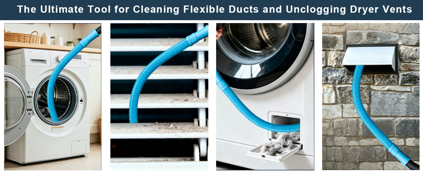 Dryer Vent Cleaner Kit with Dryer Vacuum Hose Attachment