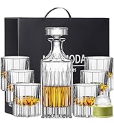 NORIMODA 13-Piece Whiskey Decanter Gift Set for Men, 27oz Lead-Free Liquor Decanter with 6 x 7.5o...