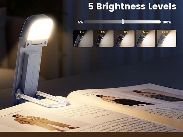 Glocusent 12 LED Book Light,Portable USB-C Book Lights for Reading at Night Clip on Reading Light